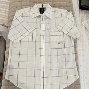 Billabong White and Blue Checkered Shirt